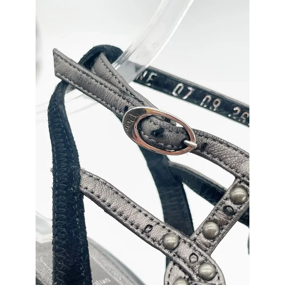 Dior Fall 2009 Runway Galliano Gunmetal Black Studded Caged Sandals EU 36.5